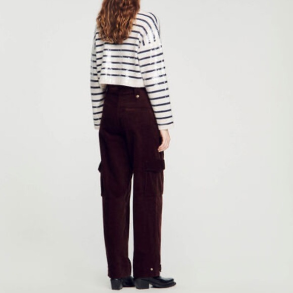 EUC Sandro VELVET CARGO PANTS FR 40 / US 8 - Picture 5 of 6